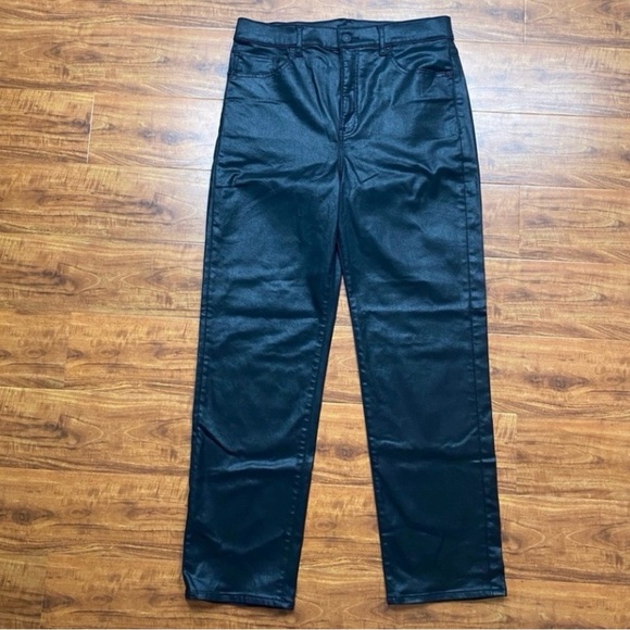 Express Pants - Express Womens Black Shiny Super High Rise Modern Straight Stretch Pants Size 10